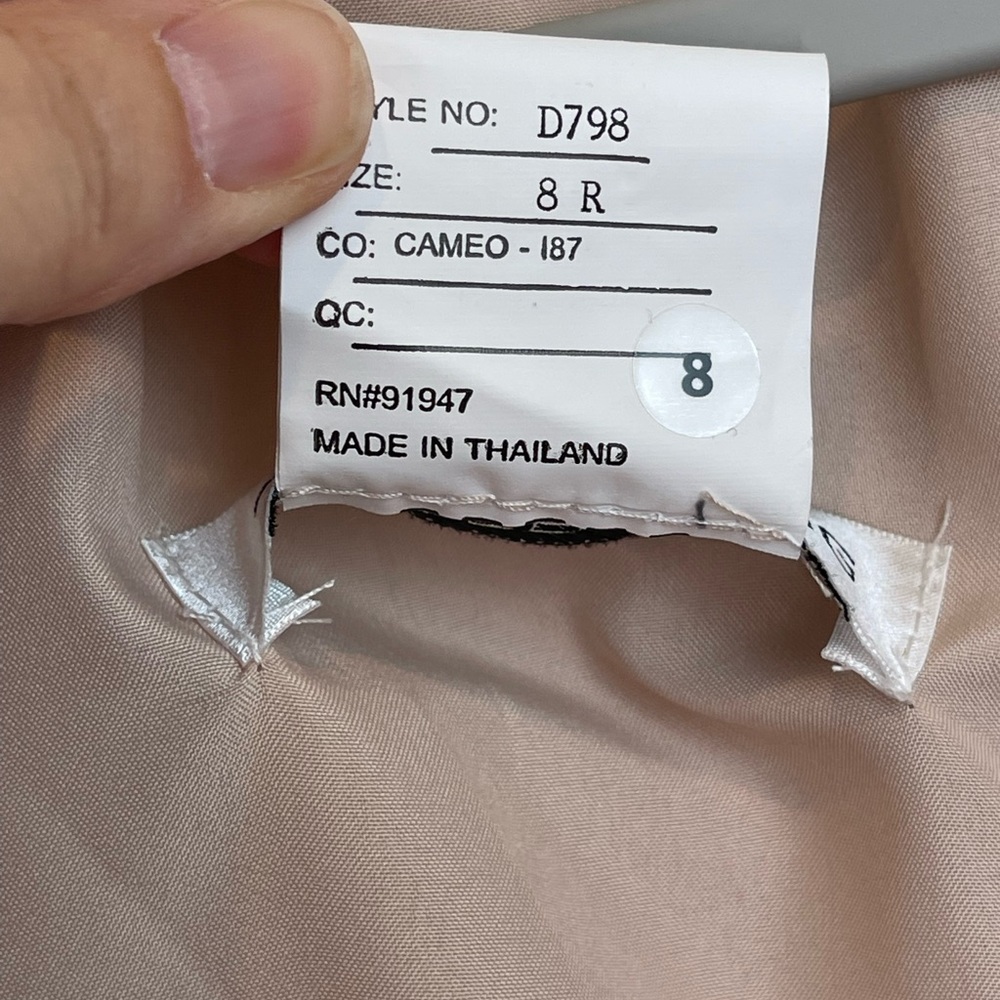 Alfred Sung Puff Cap Sleeve Full Skirt Satin Midi Dress Sz 8 - Picture 12 of 16